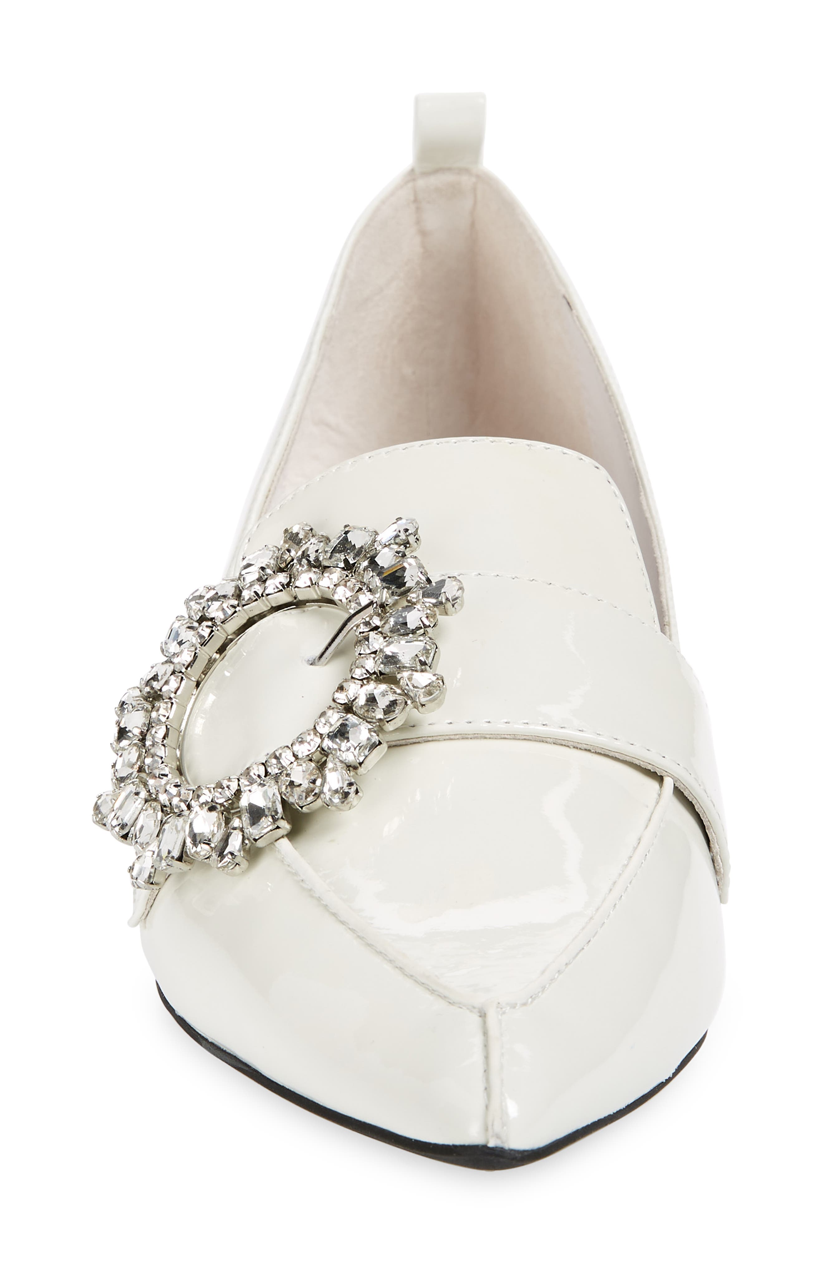 Viona Crystal Buckle Pump, Alternate, color, BEIGE CRINKLE PATENT CLEAR