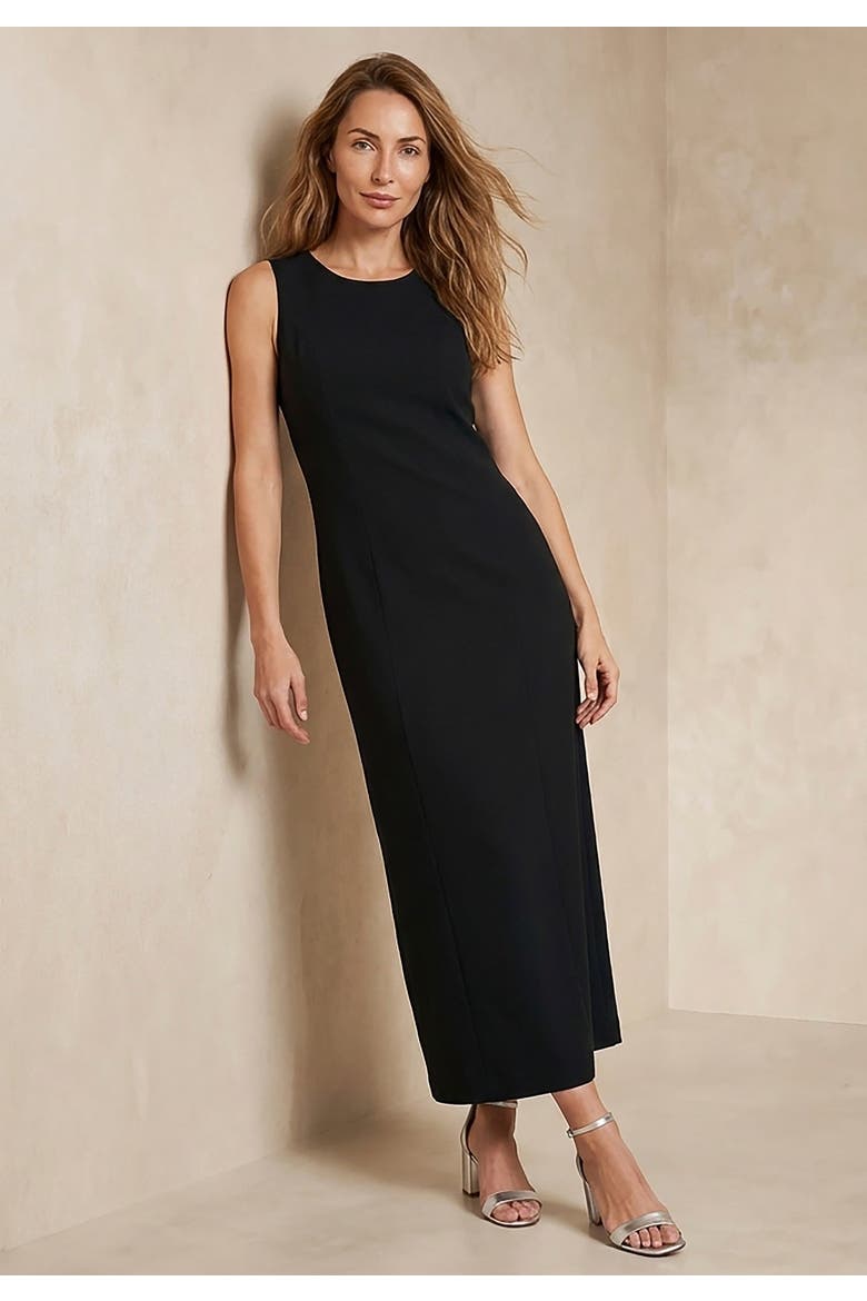 Stretch Crepe Maxi Jacket Dress, Alternate, color, BLACK