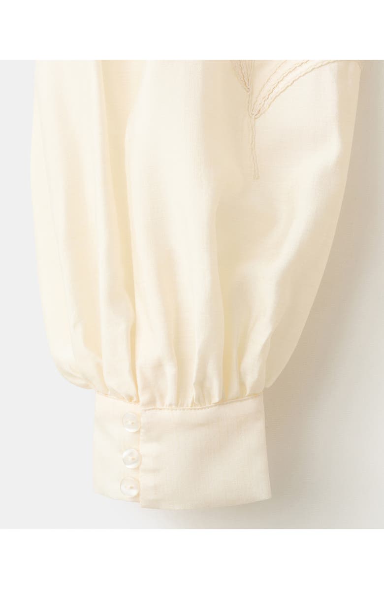 MANGO Floral Embroidered Top, Alternate, color, Ecru