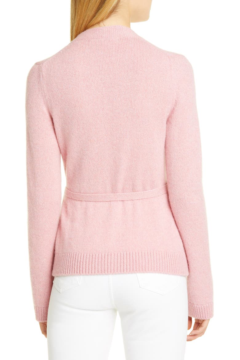 Belted V-Neck Cashmere Cardigan, Alternate, color, DARK PINK