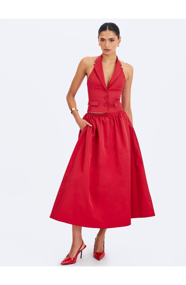 Miss Circle Ursel Gathered A-Line Midi Skirt, Alternate, color, Crimson