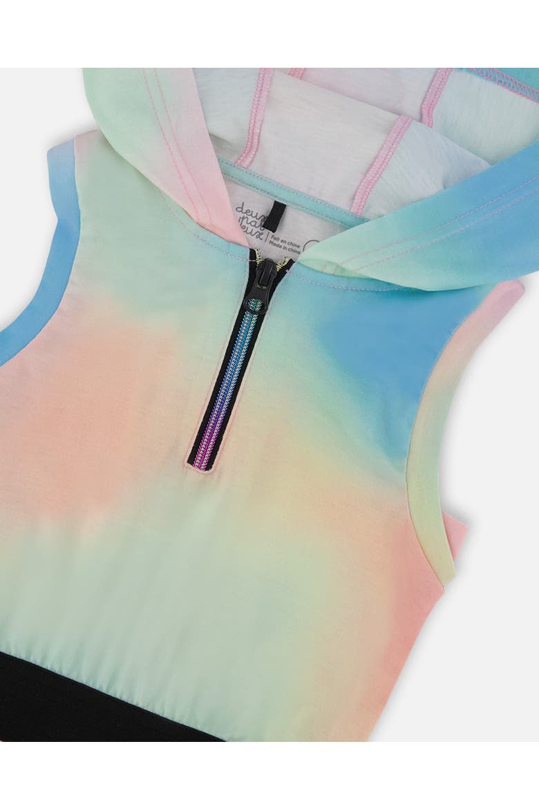 Little Girl's Hooded Dress With Elastic Waist Multicolored Tie Dye, Alternate, color, Multicolored Tie Dye