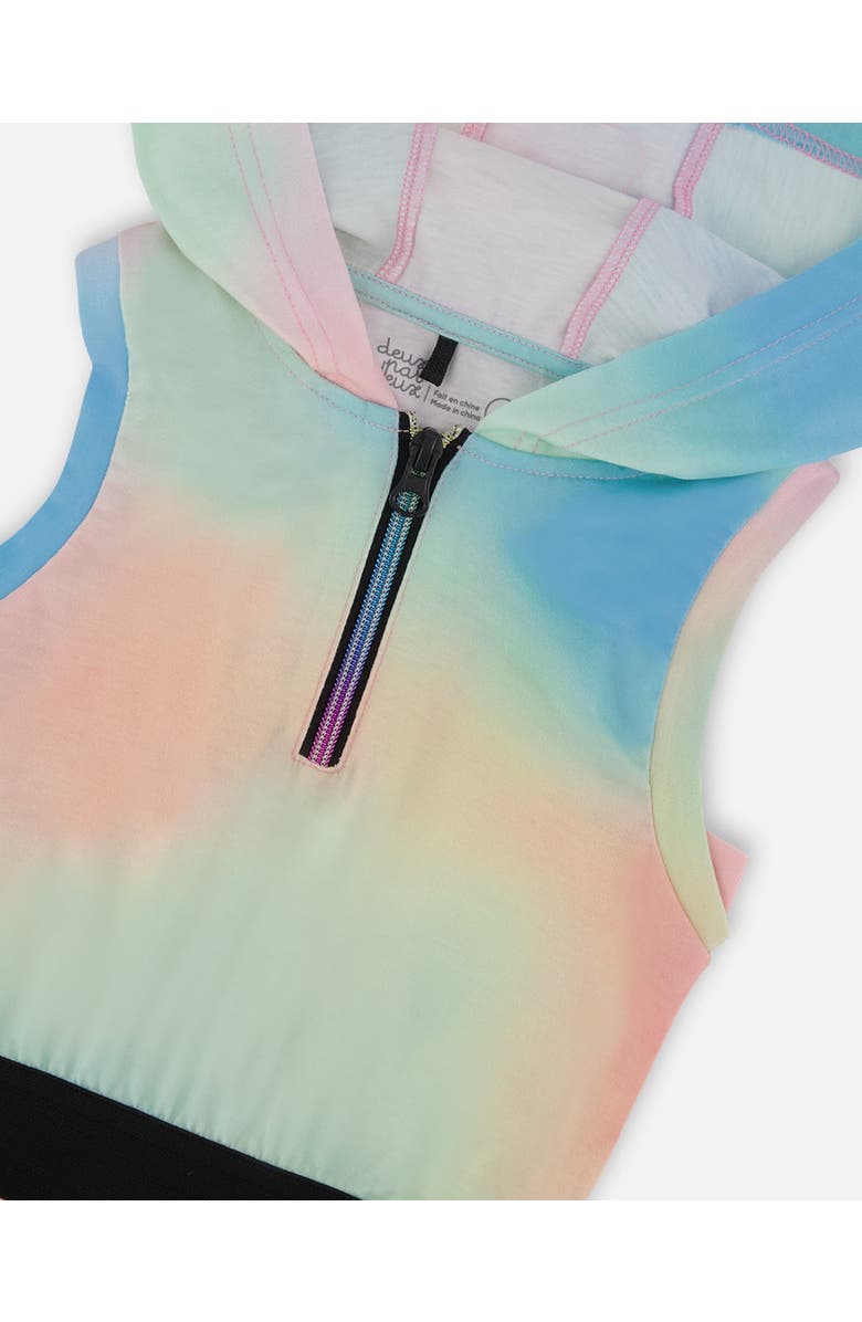 Deux par Deux Little Girl's Hooded Dress With Elastic Waist Multicolored Tie Dye, Alternate, color, 