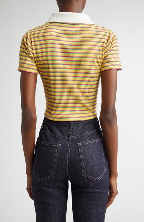 Ramy Brook Avalon Polo Top In Lemon Drop Stripe Combo
