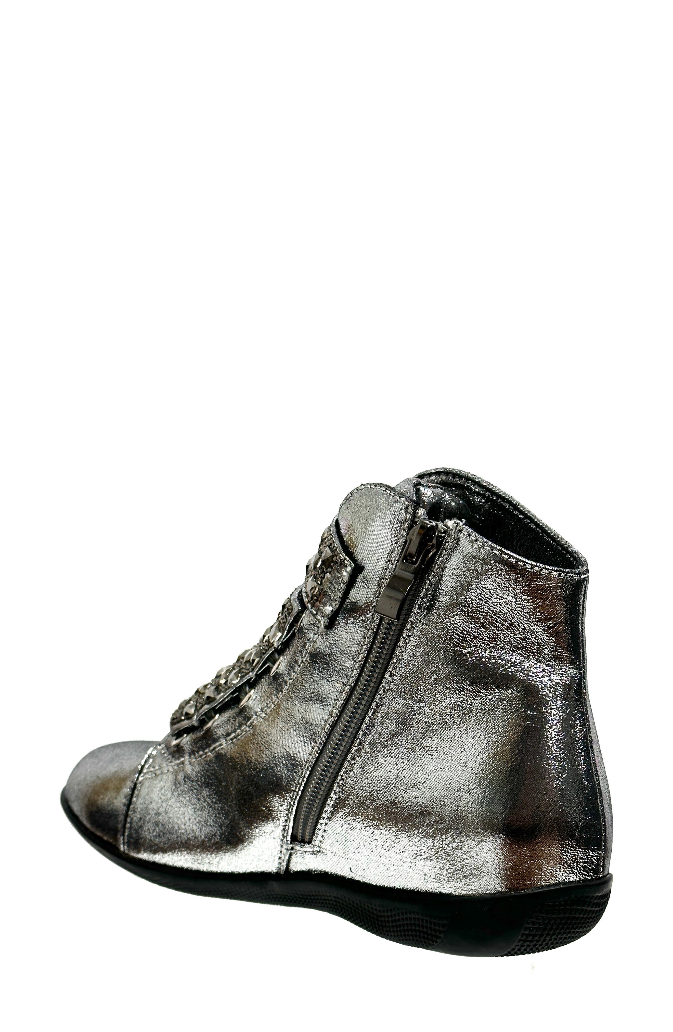 Rock Embellished Metallic Wedge Sneaker, Alternate, color, PEWTER