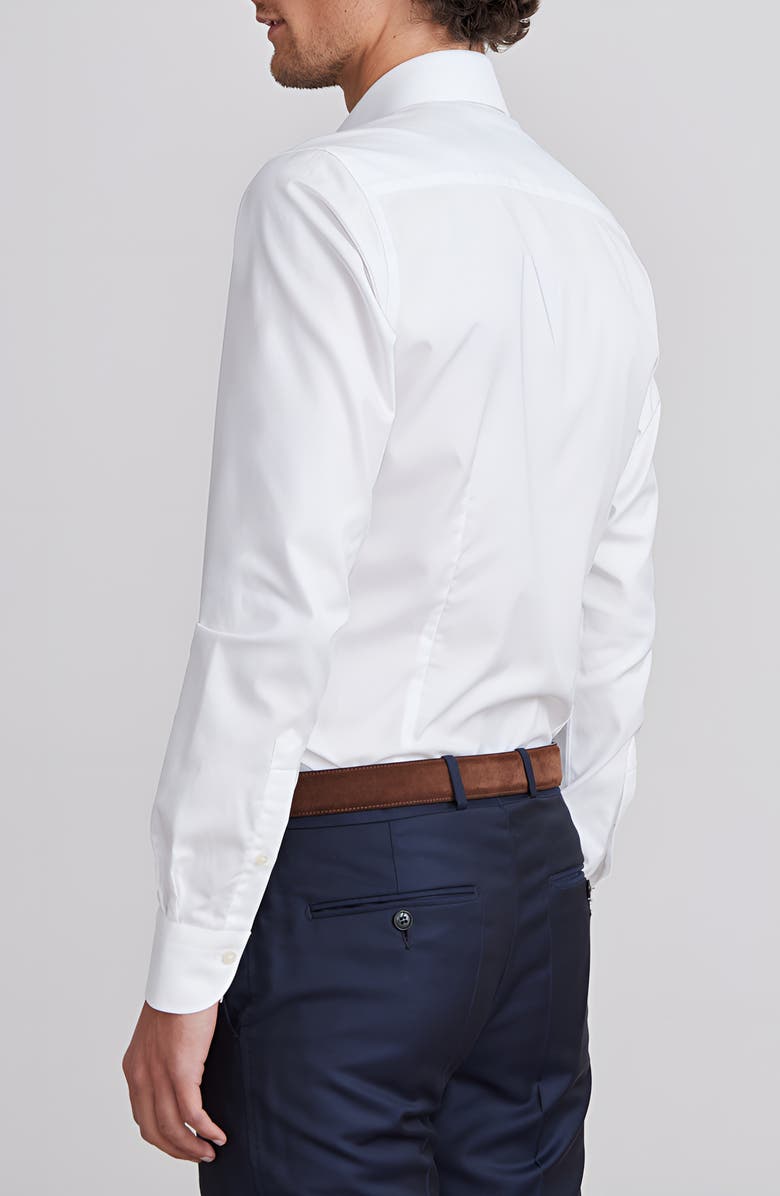 Emanuel Berg Modern Fit Solid Natural Stretch Yoga Twill Dress Shirt, Alternate, color, White