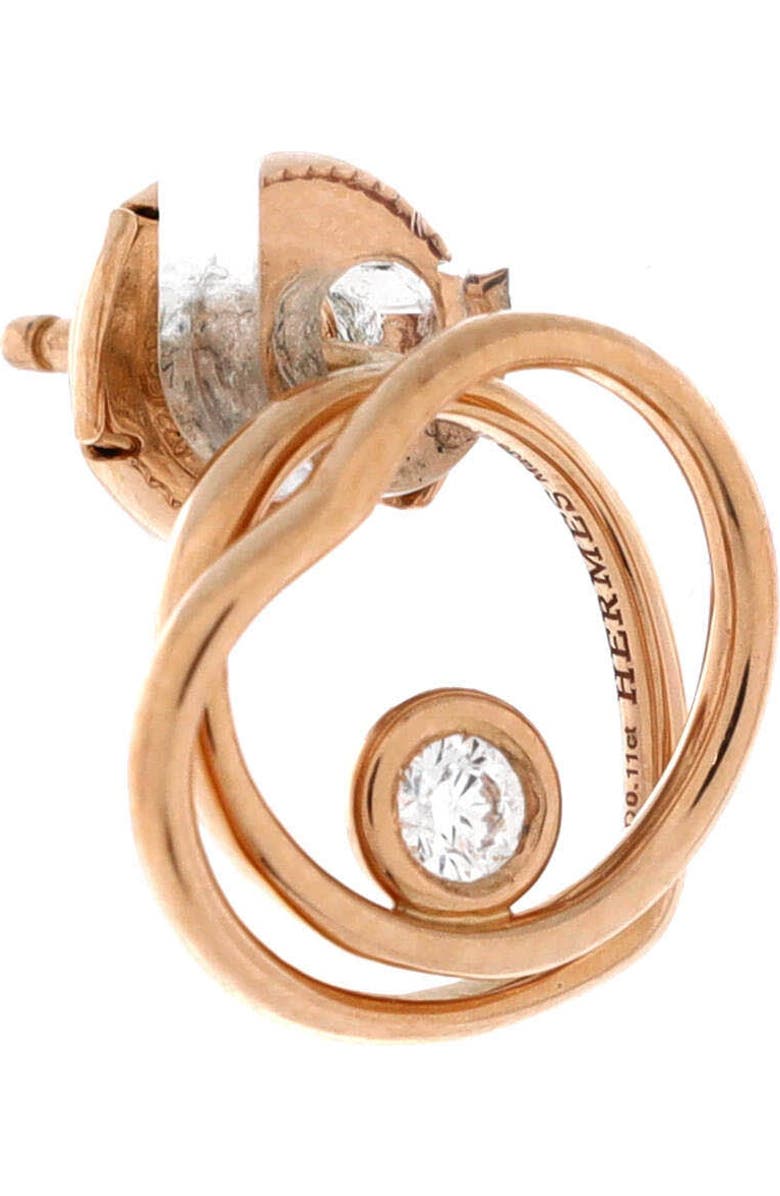 Pre-Owned Hermes Vertige Coeur Stud Earrings 18K Rose Gold with Diamond TPM, Alternate, color, Rose Gold