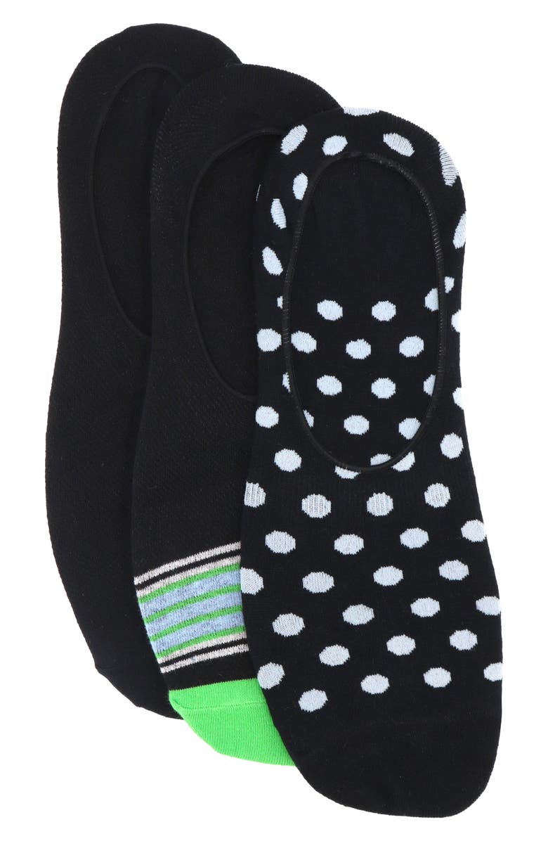 Lorenzo Uomo 3-Pack Fashion No-Show Socks, Main, color, Black Multi