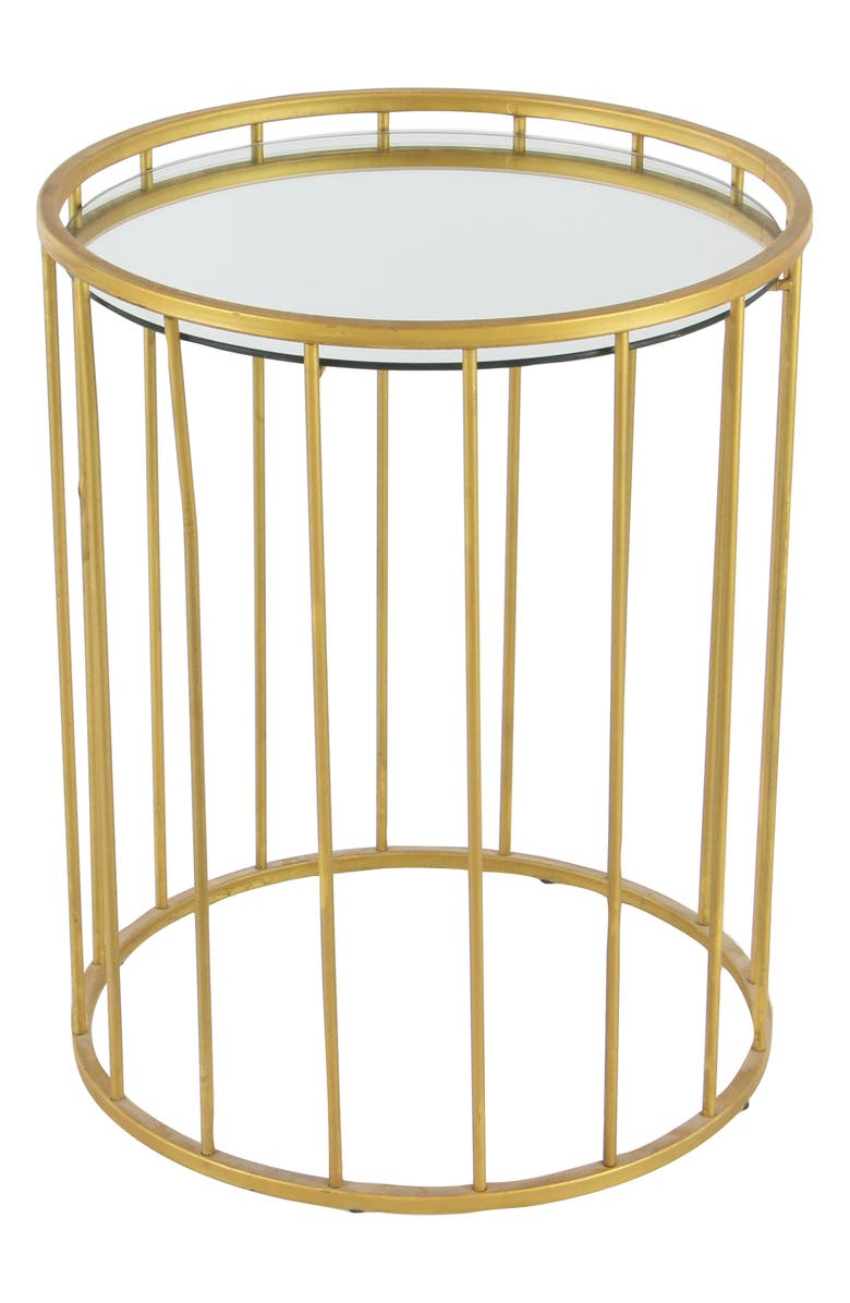 VIVIAN LUNE HOME Goldtone Metal Contemporary Accent Table with Mirrored Glass Top - Set of 3, Alternate, color, 