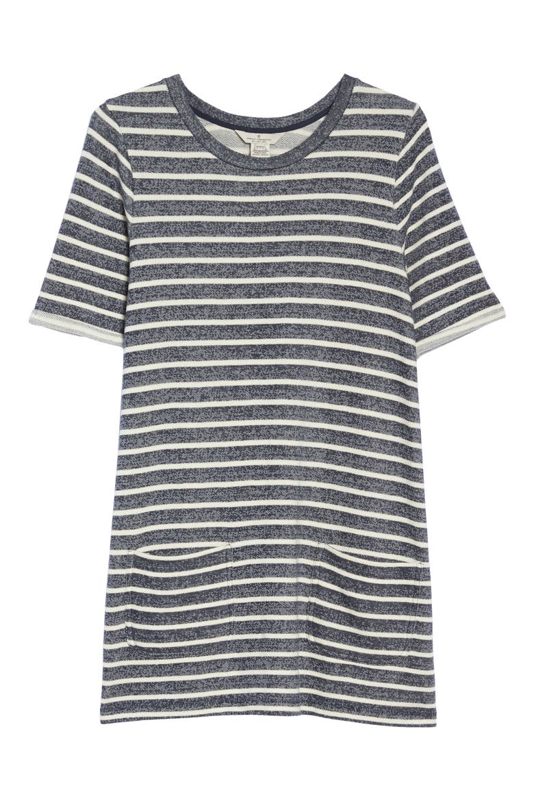 Normandy Stripe T-Shirt Dress, Alternate, color, INDIGO/ BRULE