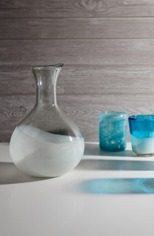 Verve Culture Handblown White Base Glass Carafe In White