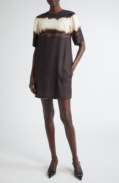 Burned Stripe Short Sleeve T-Shirt Dress