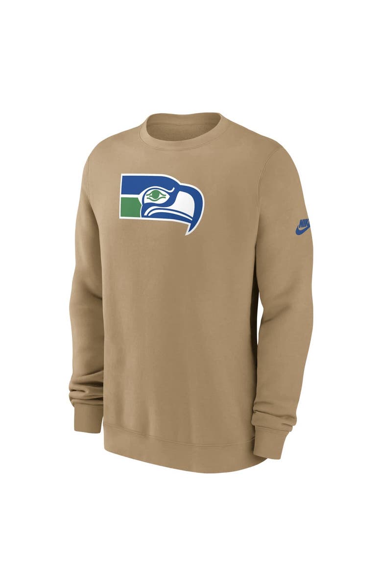 Nike Men's Nike Tan Seattle Seahawks Swing Pass Rewind Club Pullover Sweatshirt, Alternate, color, Tan