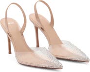 MANGO Transparent Rhinestone Pointed Toe Pump