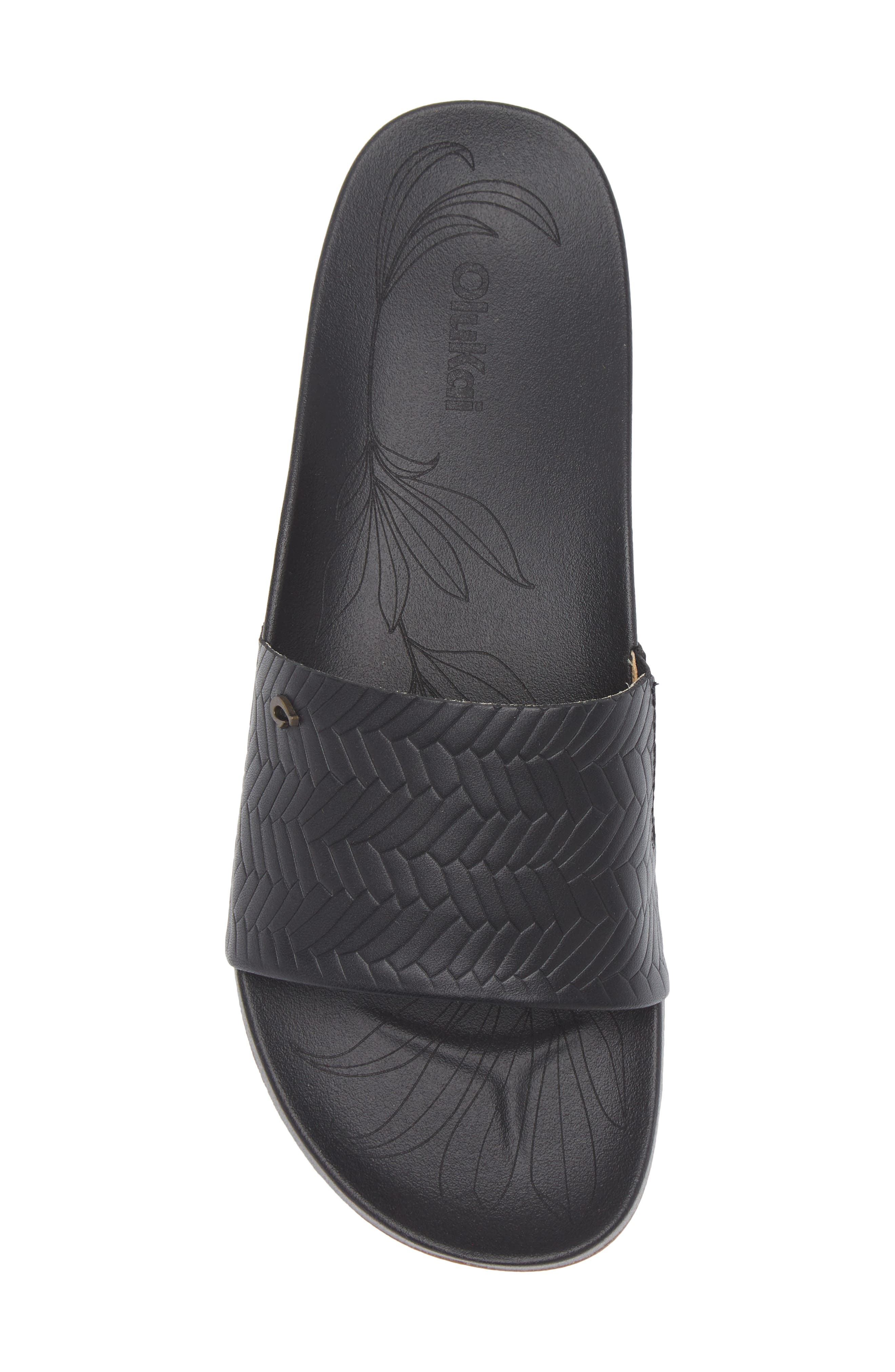OluKai Kipea'a Pono Slide Sandal, Alternate, color, Black / Weave