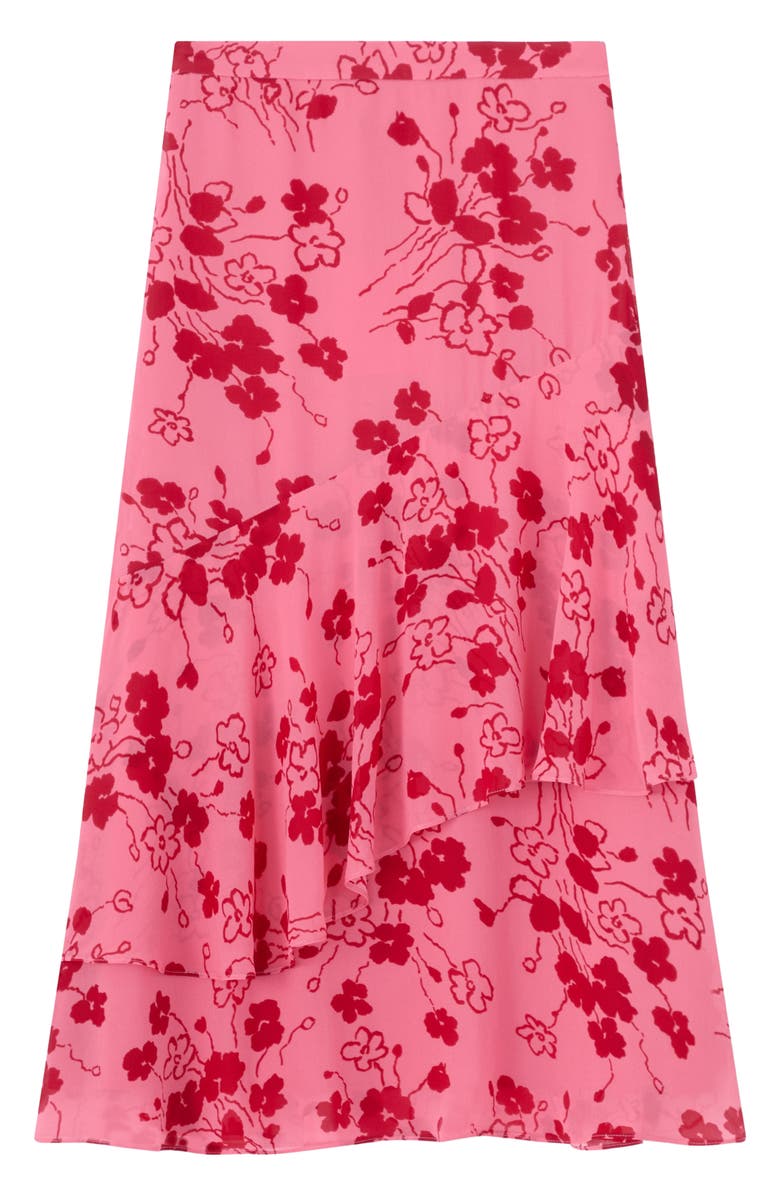 LK Bennett Rhoda Floral Tiered Georgette Midi Skirt, Alternate, color, Pink