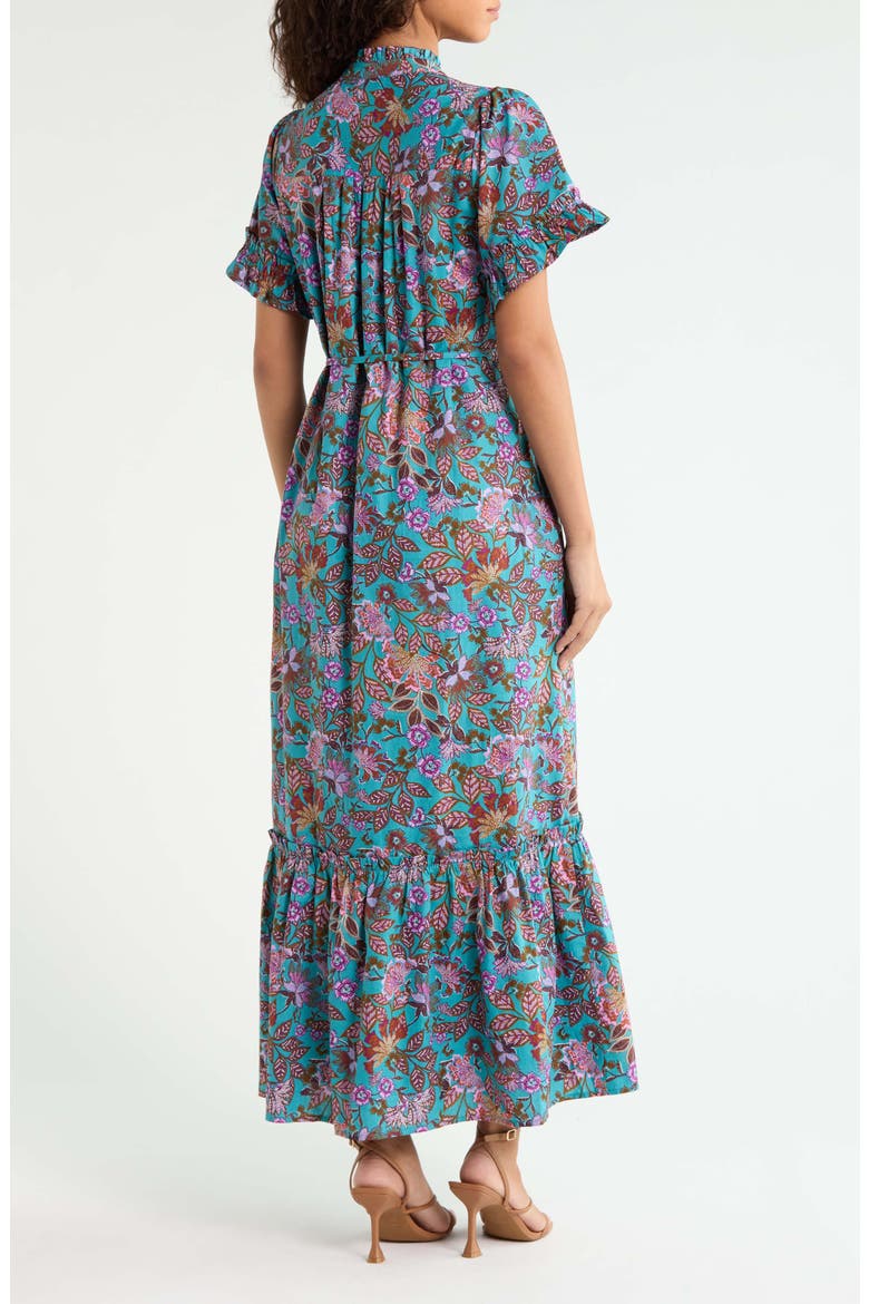 Alna Button Up Midi Dress, Alternate, color, TEAL MULTI