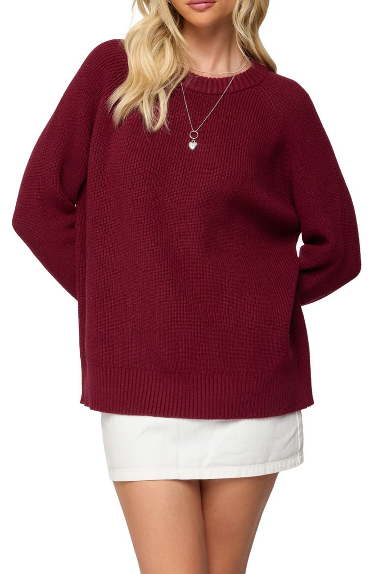 Lavonne Oversize Raglan Sweater, Main, color, BURGUNDY
