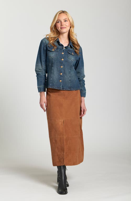 Apny Scrunch Sleeve Denim Jacket In Blue