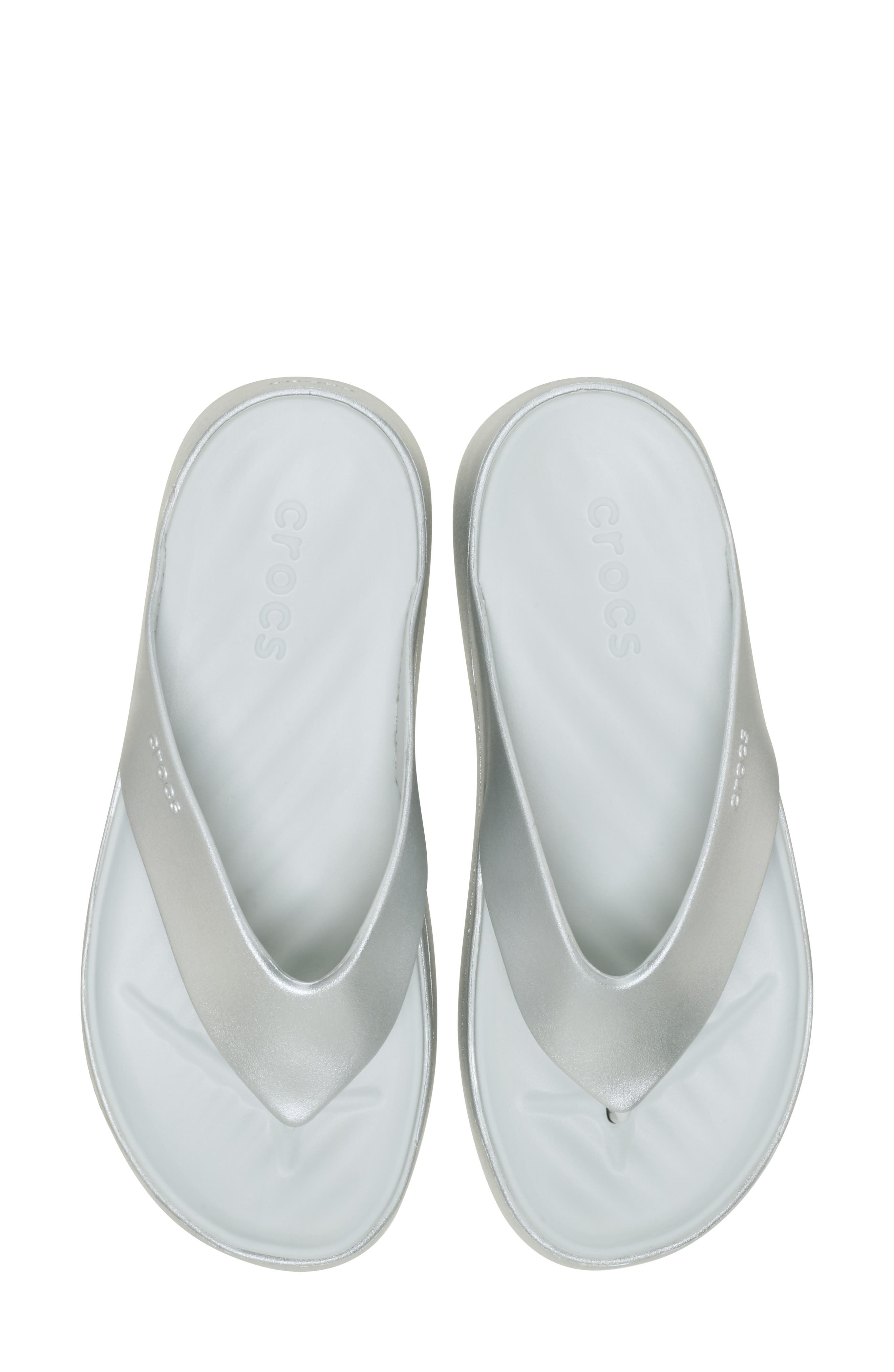 CROCS Getaway Metallic Platform Flip Flop, Alternate, color, Silver