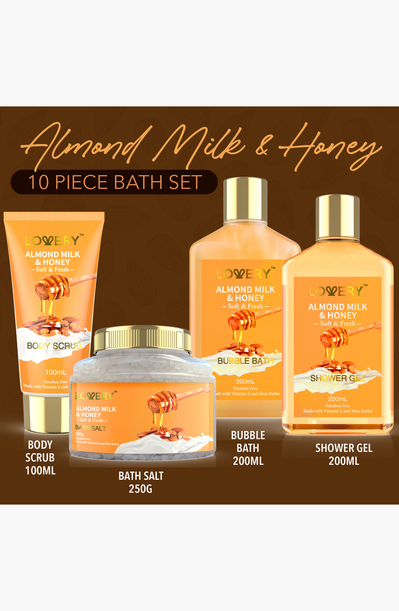 Lovery Almond Milk & Honey 10-Piece Gift Basket, Alternate, color, 