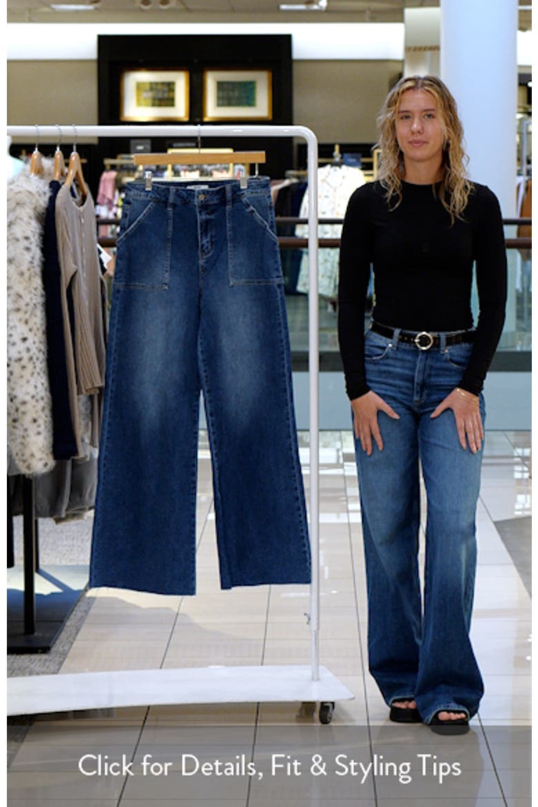 Raw Hem High Waist Utility Wide Leg Jeans video