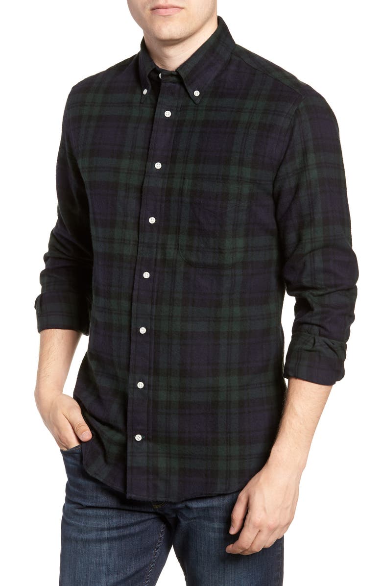 Gitman Blackwatch Plaid Flannel Shirt, Main, color, 