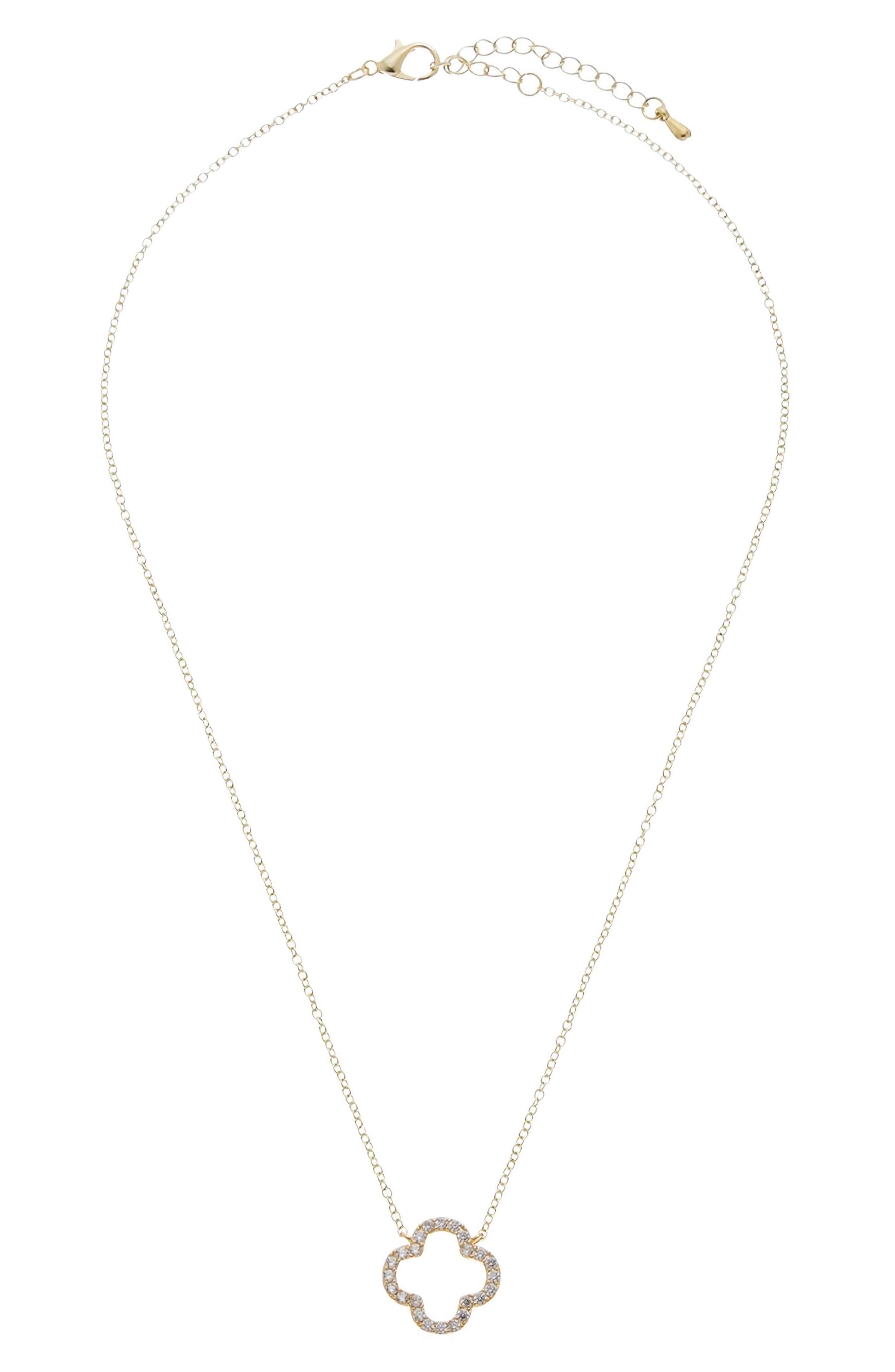 Juvell Pavé CZ Clover Pendant Necklace