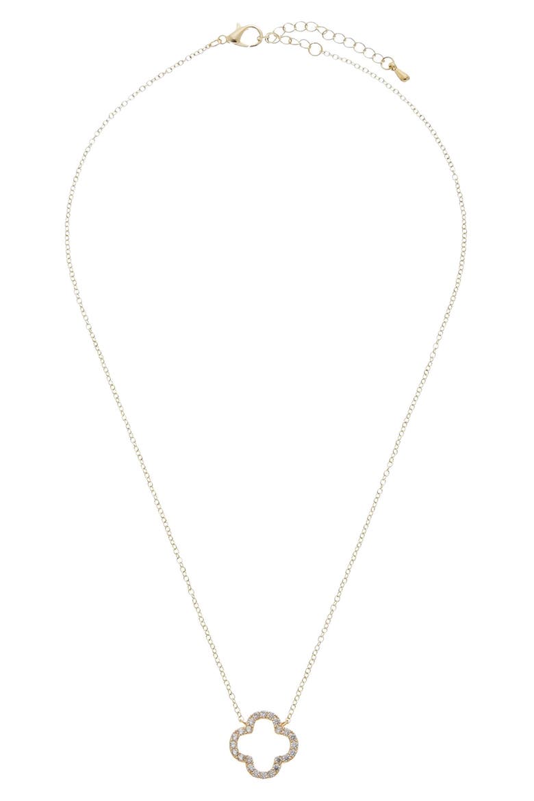 Pavé CZ Clover Pendant Necklace, Main, color, YELLOW