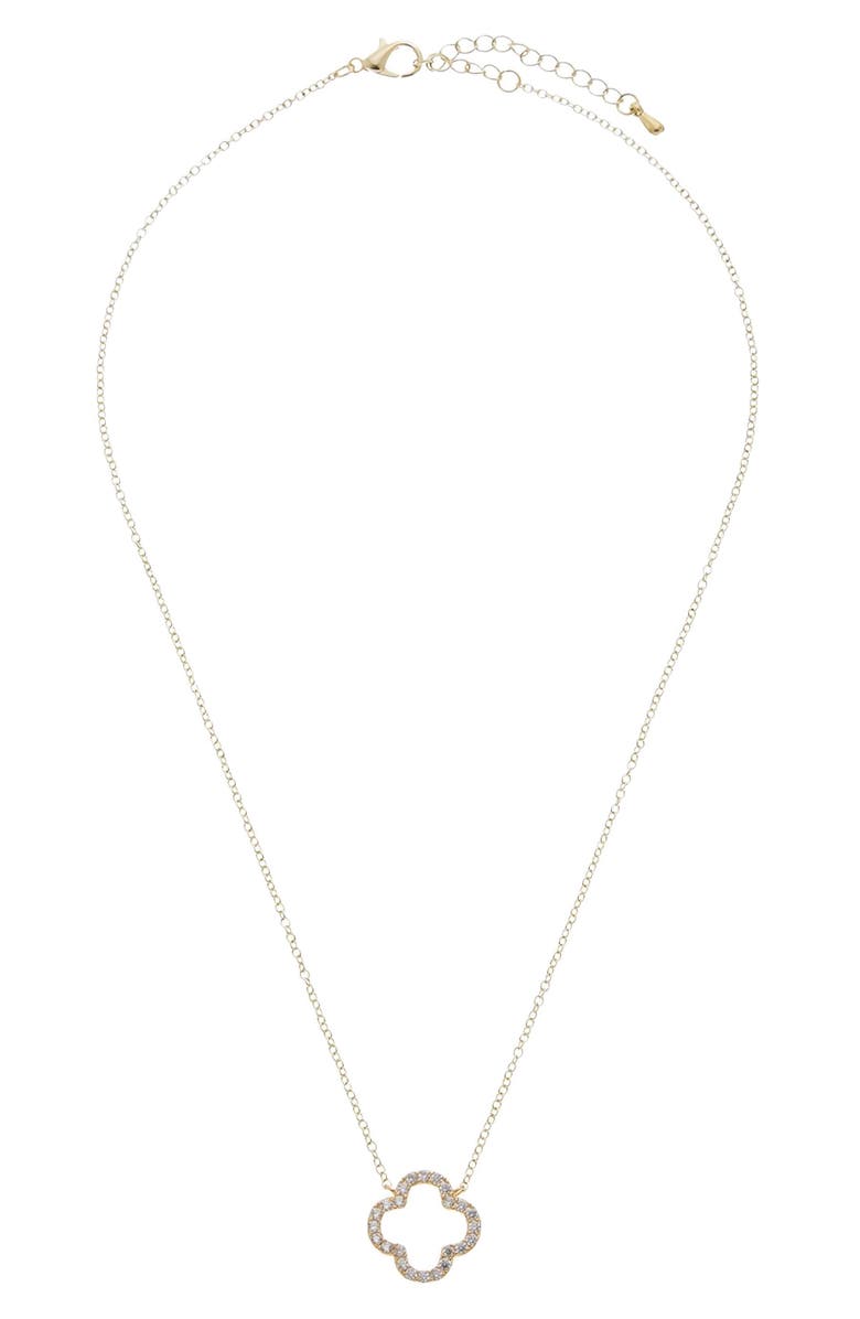 Juvell Pavé CZ Clover Pendant Necklace, Main, color, Yellow