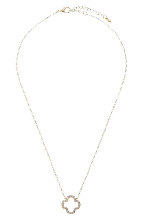 Pavé CZ Clover Pendant Necklace