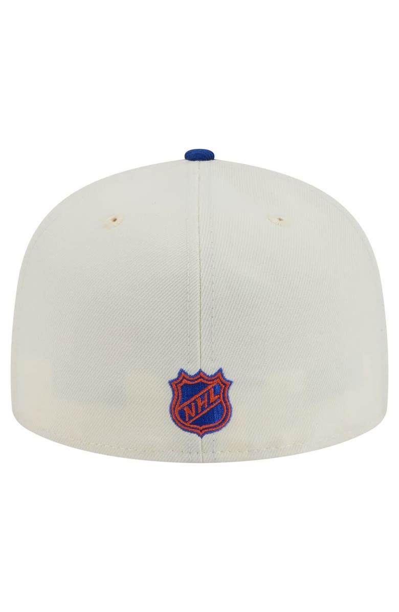 New Era Men's New Era White Edmonton Oilers Chrome Two-Toned 59FIFTY Fitted Hat, Alternate, color,
