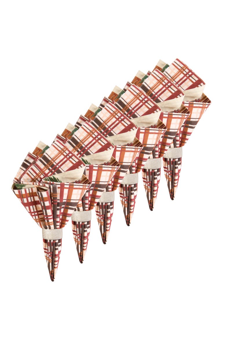Dakota Cotton Reversible Napkin Set of 6, Main, color, Brown