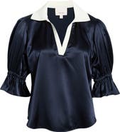 Cinq à Sept Freida Silk Johnny Collar Top