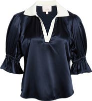Cinq à Sept Freida Silk Johnny Collar Top