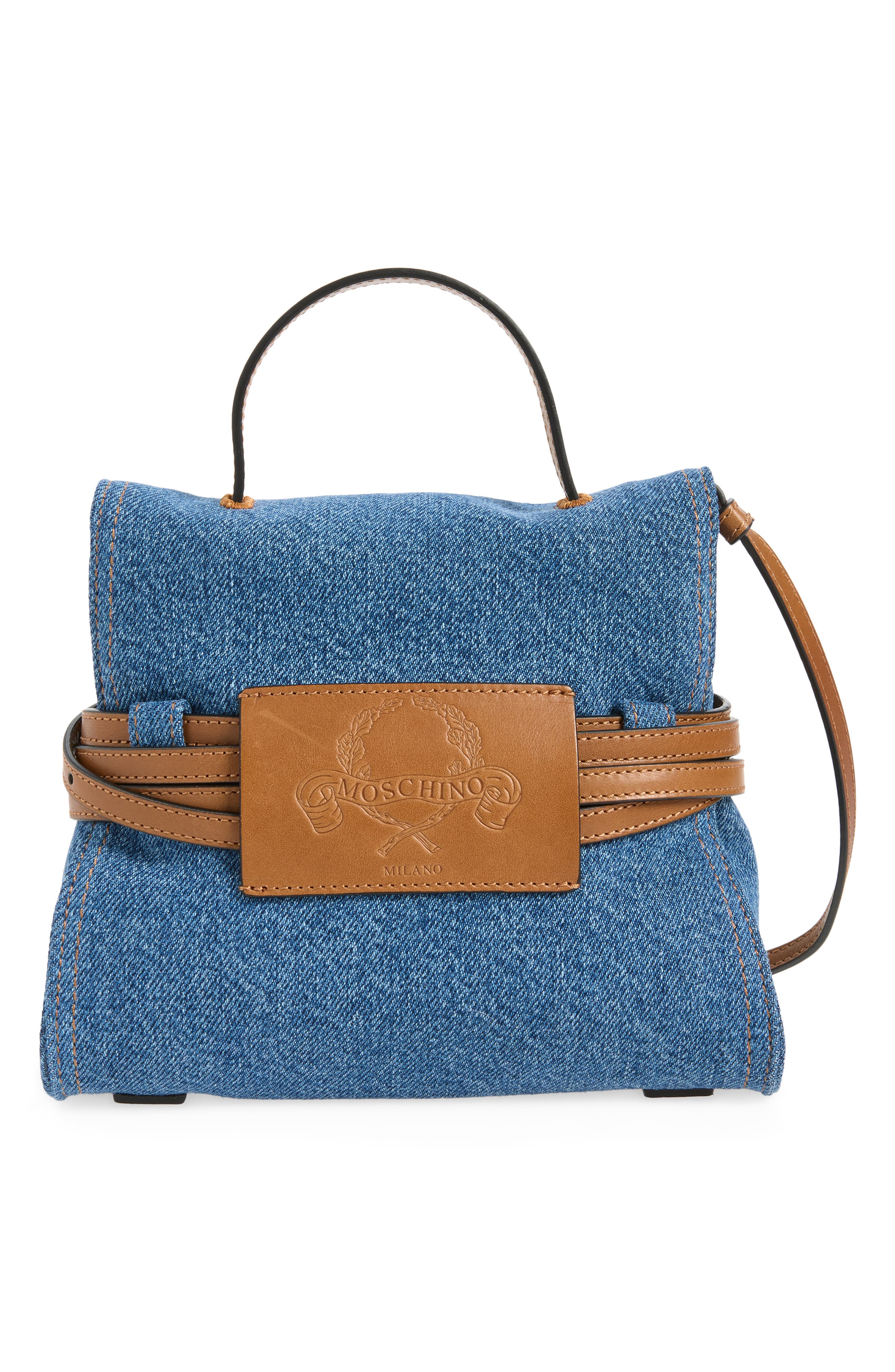 Tie Me Denim Top Handle Bag, Alternate, color, DENIM