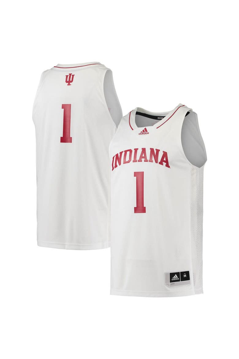 Men's adidas #1 Cream Indiana Hoosiers Swingman Team Basketball Jersey, Alternate, color, White