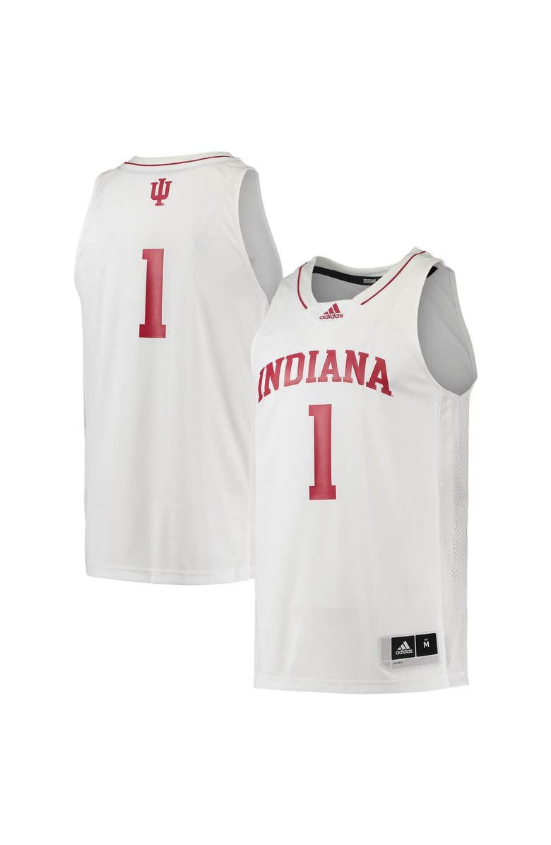 adidas Men's adidas #1 Cream Indiana Hoosiers Swingman Team Basketball Jersey, Alternate, color, White