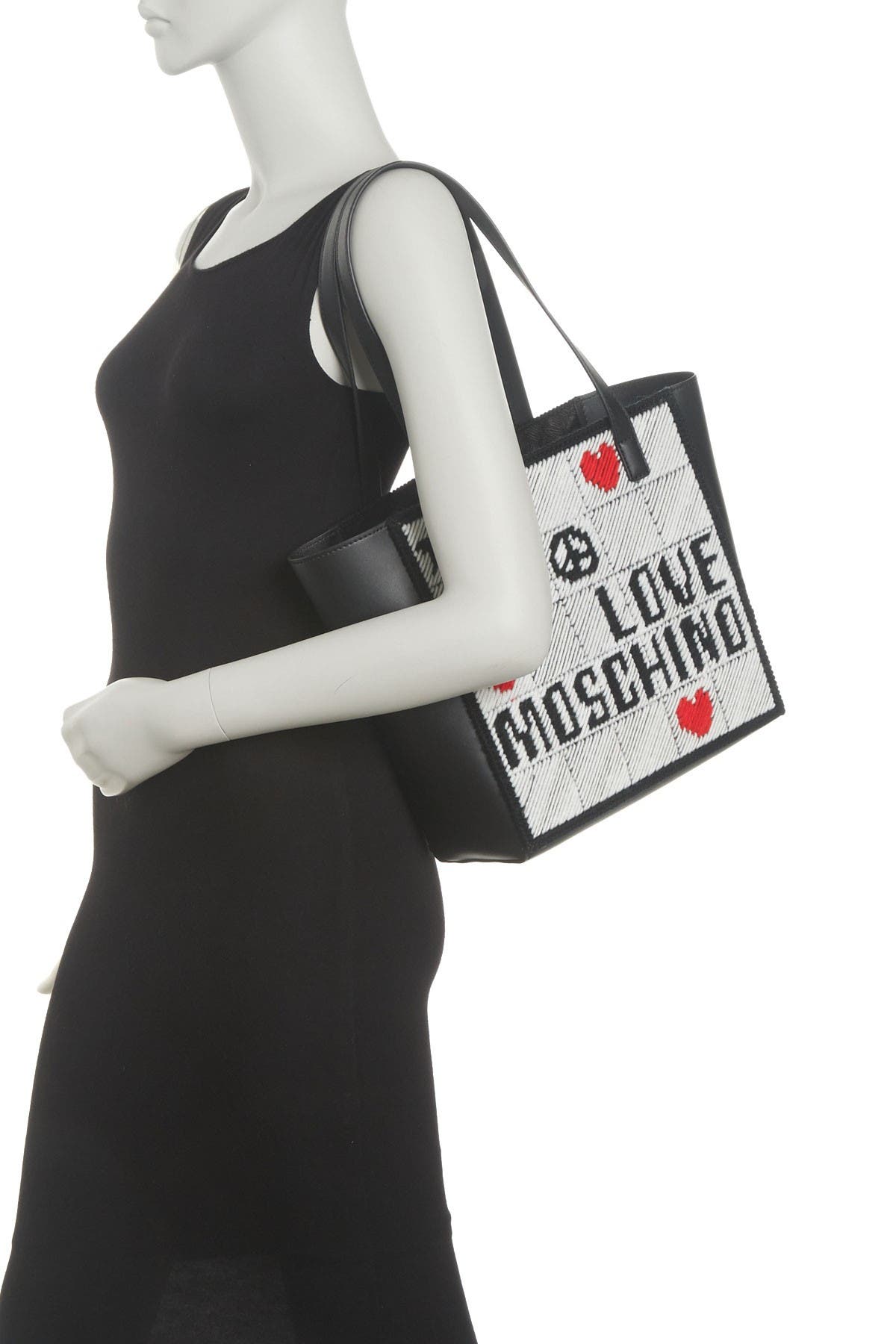 Love Moschino Stitched Logo Tote Shoulder Bag, Main, color, 