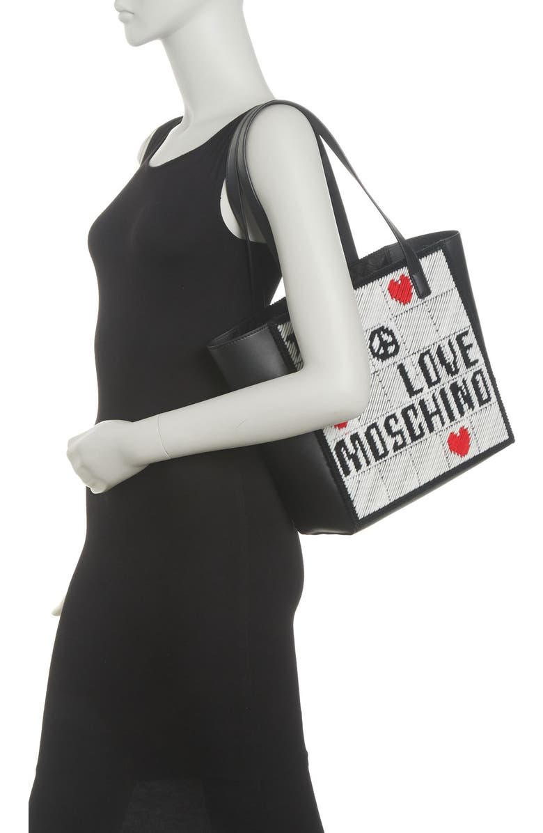 Love Moschino Stitched Logo Tote Shoulder Bag, Main, color,