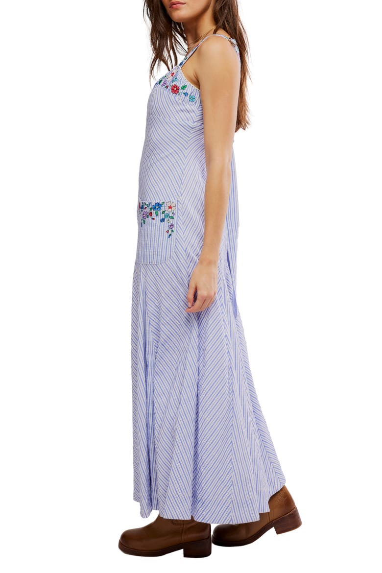 Havenwood Embroidered Check Maxi Dress, Alternate, color, WHITE COMBO