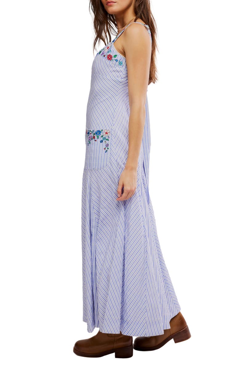 Free People Havenwood Embroidered Check Maxi Dress, Alternate, color, White Combo