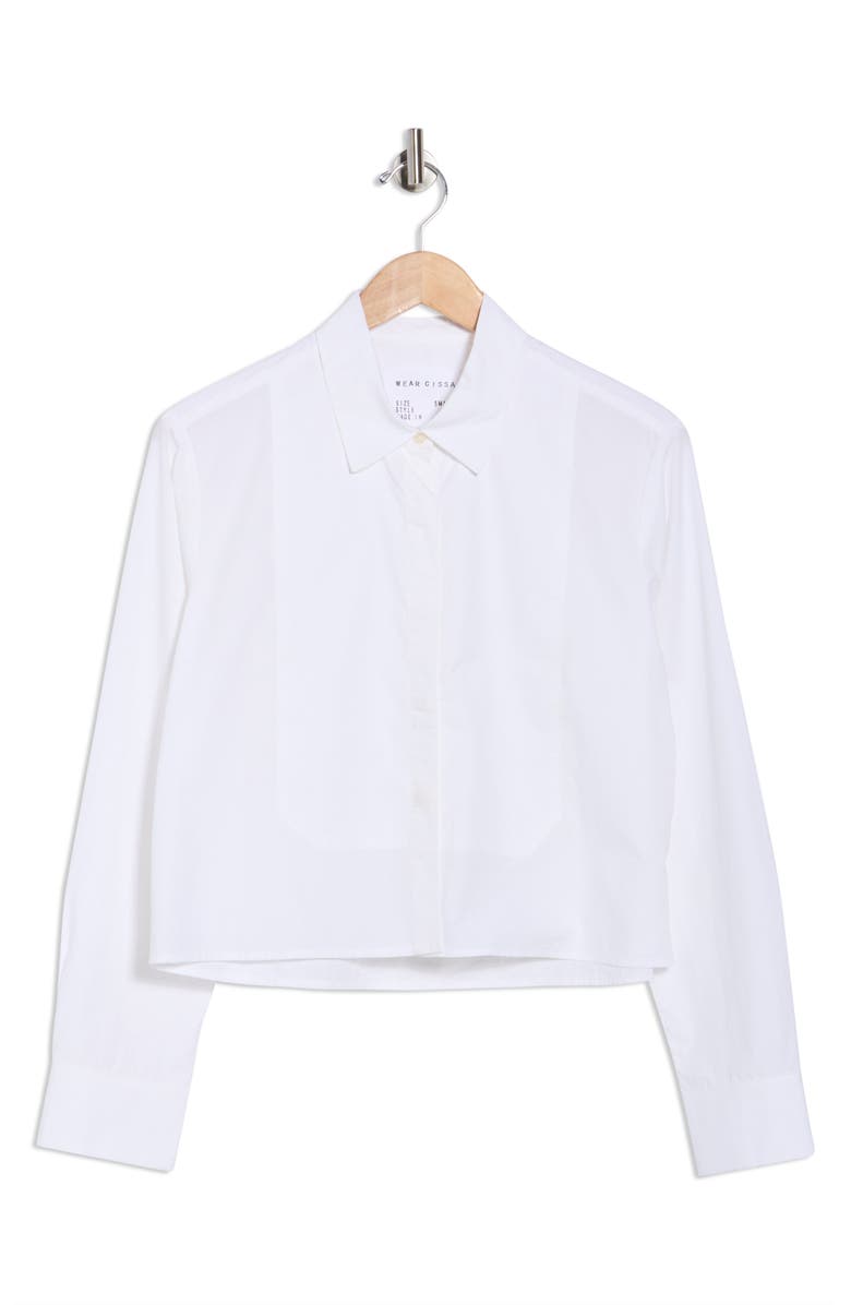CISSA The Bib Cotton Button-Up Shirt, Alternate, color, Optic White