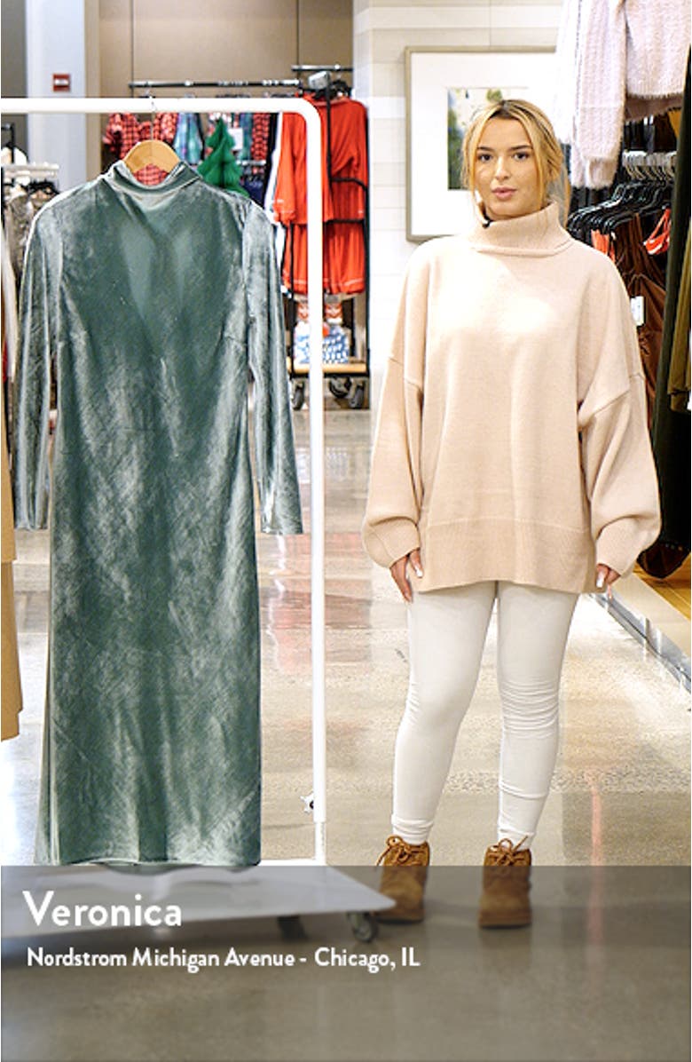 Tie Back Mock Neck Long Sleeve Velvet Maxi Dress, sales video thumbnail
