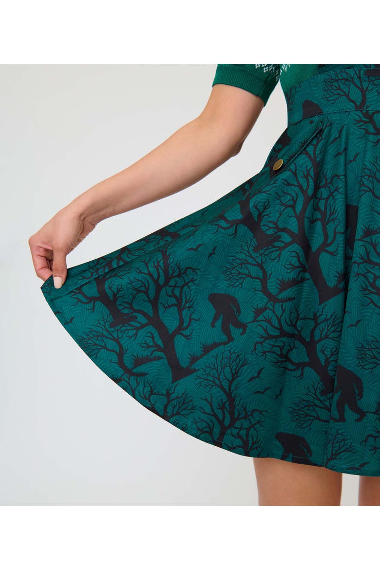 Brionne Pinafore Skirt, Alternate, color, Green Sassquatch Print