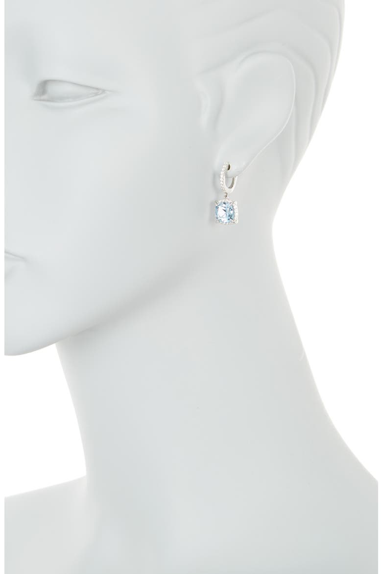 Simulated Diamond & Simulated Aquamarine Drop Earrings, Alternate, color, WHITE/ AQUAMARINE