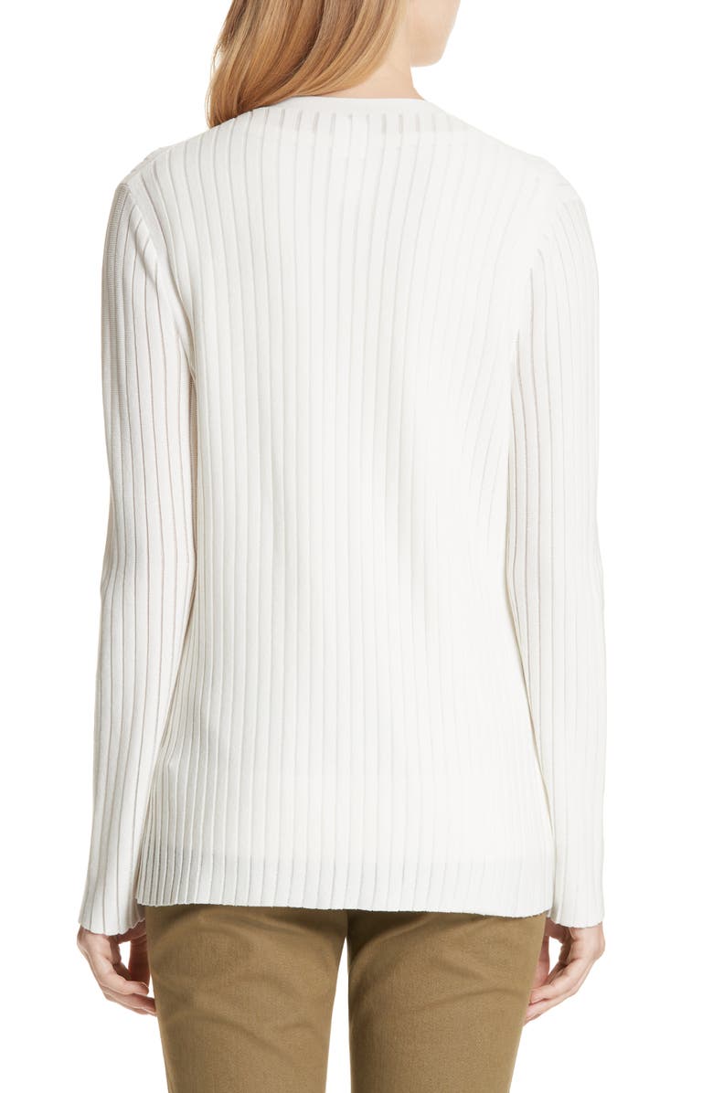 Lafayette 148 New York Matte Crepe Solid & Sheer Cardigan, Alternate, color,