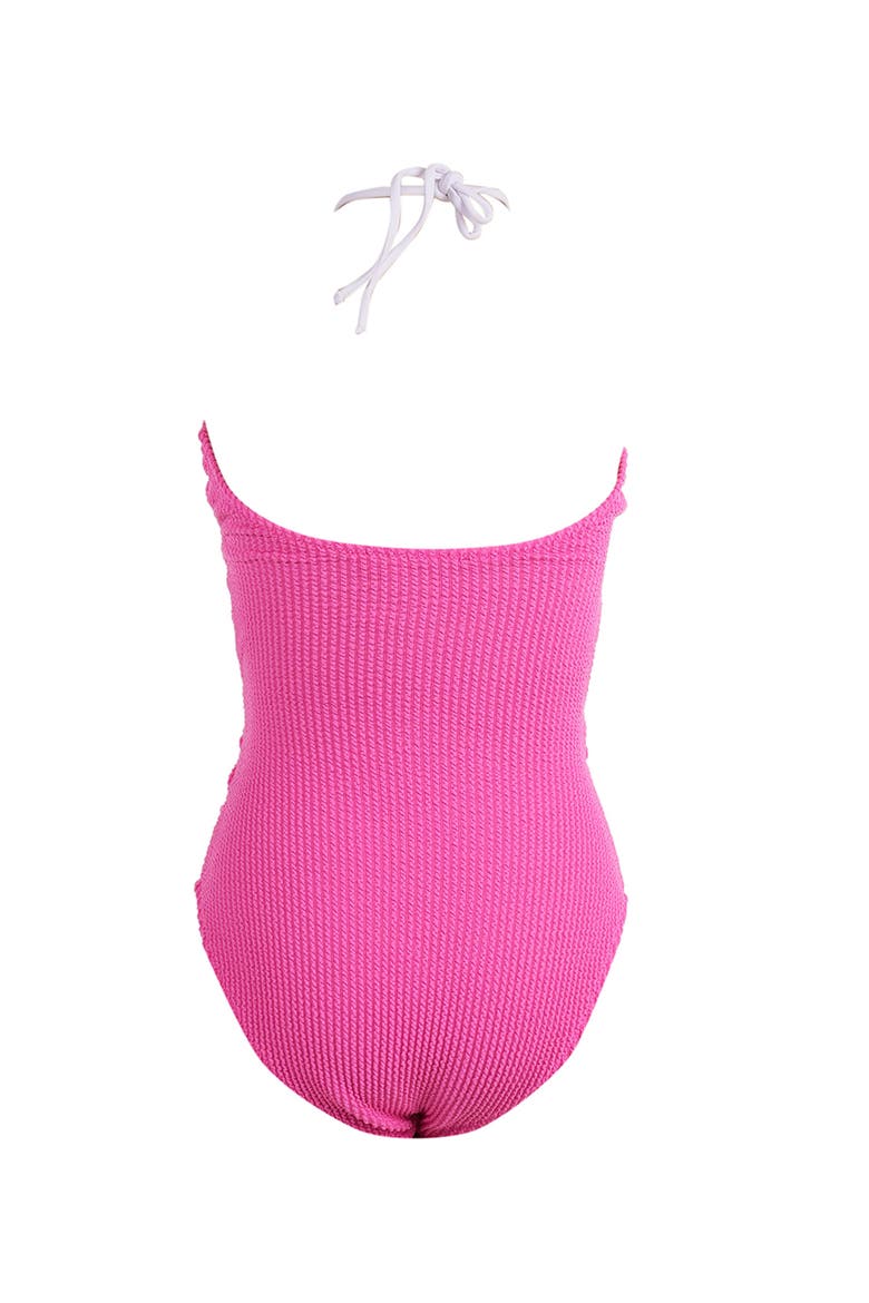 Hand-Made Crochet Flower Detail Cut-Out One Piece Swimsuit, Little Kid-Big Kid, Alternate, color, Pink