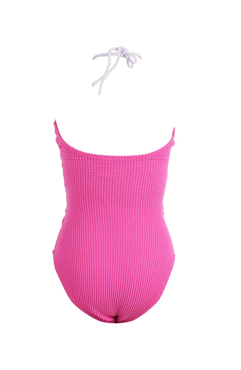 NESSI BYRD Hand-Made Crochet Flower Detail Cut-Out One Piece Swimsuit, Little Kid-Big Kid, Alternate, color, Pink