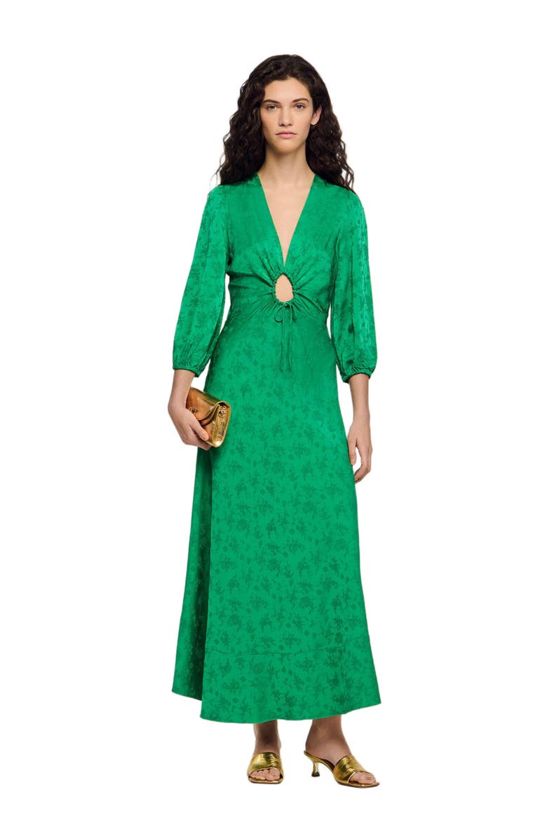 SANDRO Floral jacquard maxi dress, Alternate, color, Green